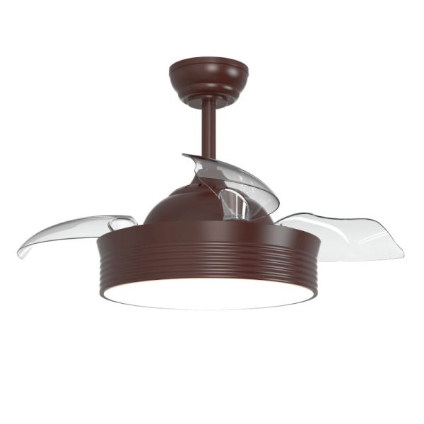 Ventilador de teto DC com luz LED marrom Bombay