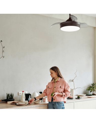 Ventilador de teto DC com luz LED marrom Bombay ambiente