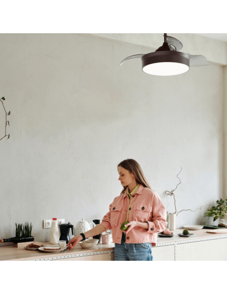 Ventilateur de plafond DC avec éclairage LED ambiant brun Bombay