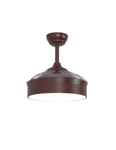 Ventilateur de plafond DC avec éclairage LED marron Bombay, pales repliables