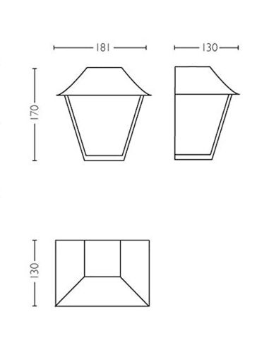 Applique extérieure noire Alpenglow 1xE27 dimensions