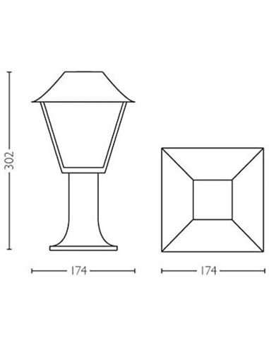 Dimensions poteau/pied balise Alpenglow noir