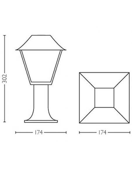 Dimensões do poste/pé da baliza Alpenglow preto