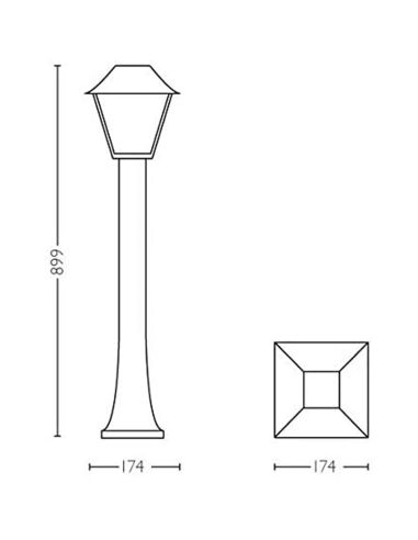 Dimensões do sinalizador de pé externo preto Alpenglow