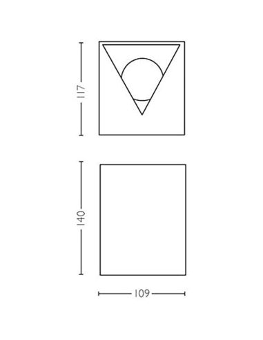 Dimensões da luminária de parede LED para exterior quadrada Cistus
