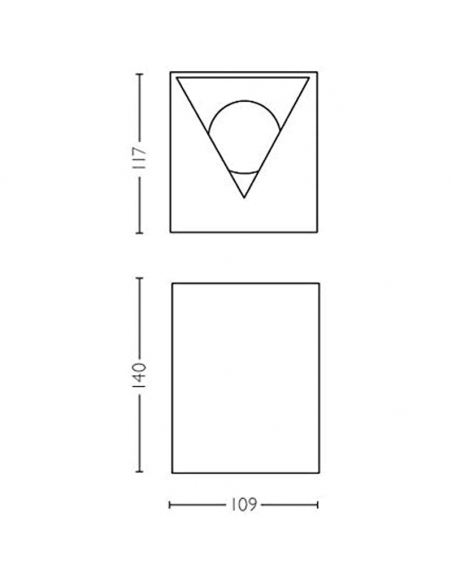 Dimensões da luminária de parede LED para exterior quadrada Cistus