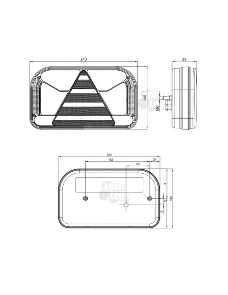 Fristom LED Luz Traseira 7 Funções Triângulo 12/24V Fristom FT170 Reboque de Caminhão Agrícola | Leon Iluminação LED