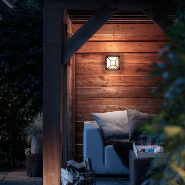 Lâmpada de parede LED externa de alumínio Drosera 12W ambiente