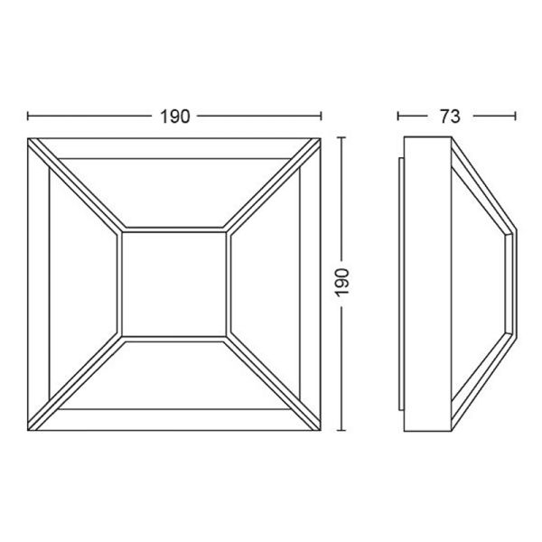 Dimensions de l'applique extérieure LED aluminium Drosera 12W