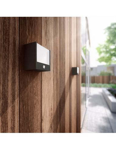 Aplique LED cuadrado de exterior Macaw sensor ambiente