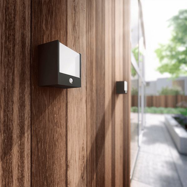 Luz de parede LED quadrada arara para exterior com sensor de ambiente