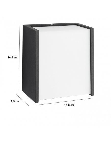 Aplique LED cuadrado de exterior Macaw Philips dimensiones