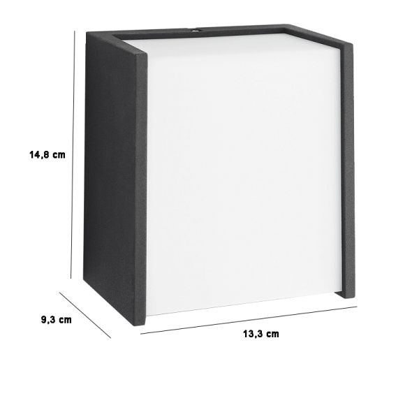 Aplique LED cuadrado de exterior Macaw Philips dimensiones