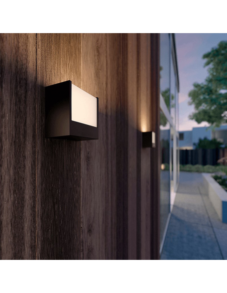 Aplique LED cuadrado de exterior Macaw ambiente