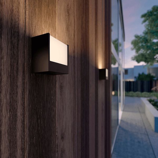 Aplique LED cuadrado de exterior Macaw ambiente