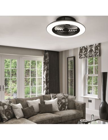 Ventilateur de plafond LED noir Alisio avec contrôle ambiant