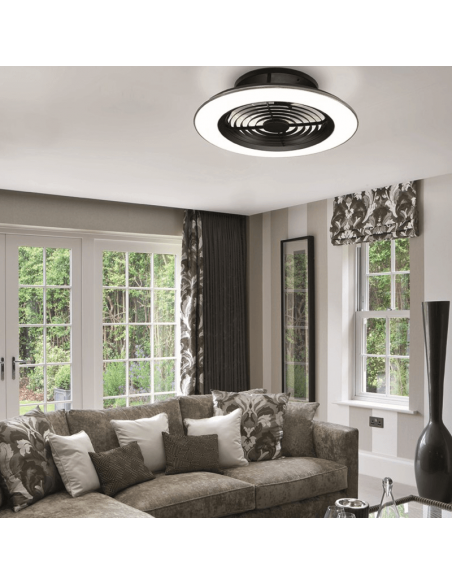 Ventilador de techo LED Alisio negro con mando ambiente