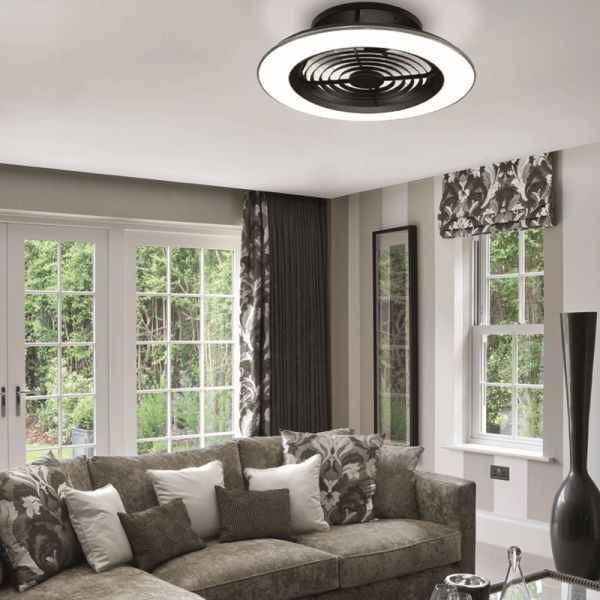 Ventilador de teto LED preto Alisio com controle de ambiente