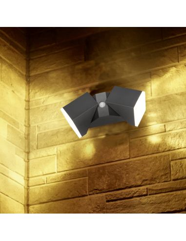 Aplique LED antracite de duas lâmpadas Avon com sensor de ambiente