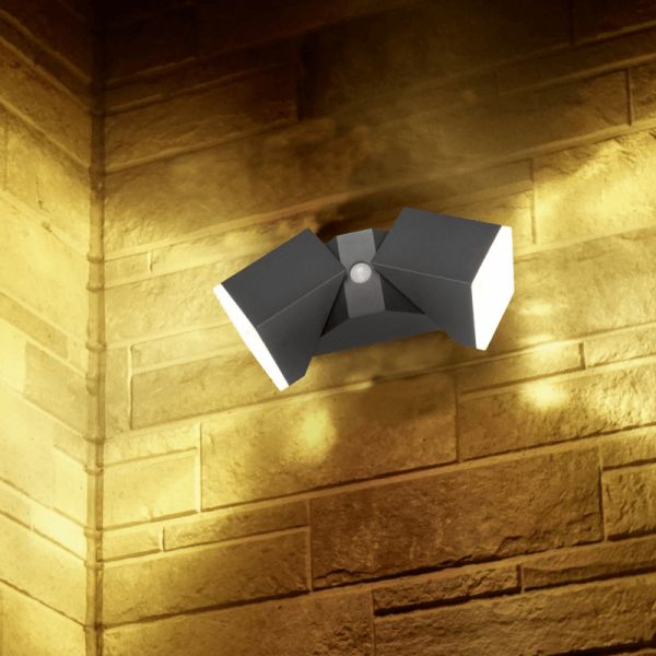 Aplique LED antracita con dos luces Avon con sensor ambiente