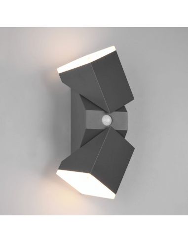 Applique murale LED anthracite avec deux lumières Avon avec capteur orientable