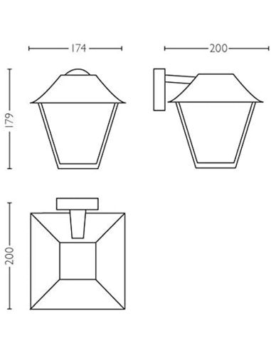 Aplique farol de pared negro Alpenglow dimensiones