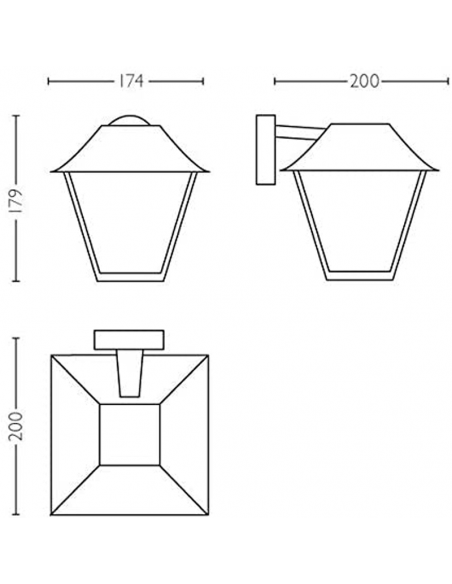 Aplique farol de pared negro Alpenglow dimensiones
