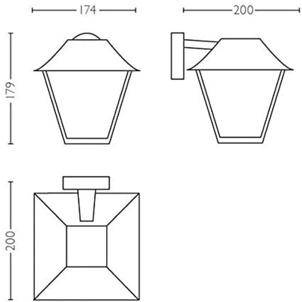 Aplique farol de pared negro Alpenglow dimensiones