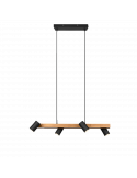Lámpara colgante negra y madera Marley 4 focos