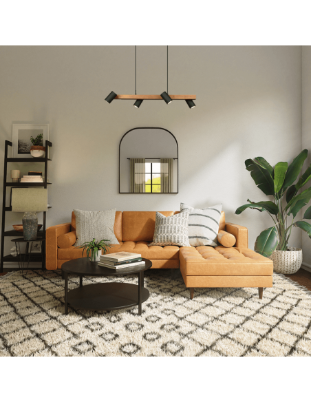 Suspension noire et bois Marley 4 spots ambient