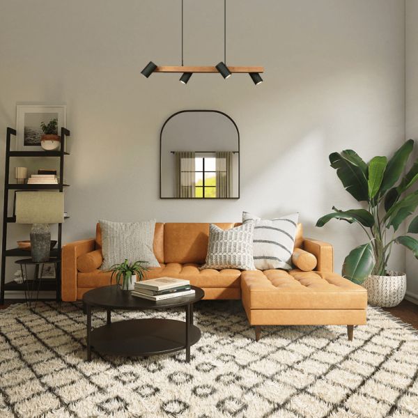 Suspension noire et bois Marley 4 spots ambient