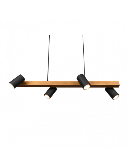 Suspension noire et bois Marley 4 spots Trio