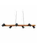 Lámpara colgante negra y madera Marley 6 focos Trio