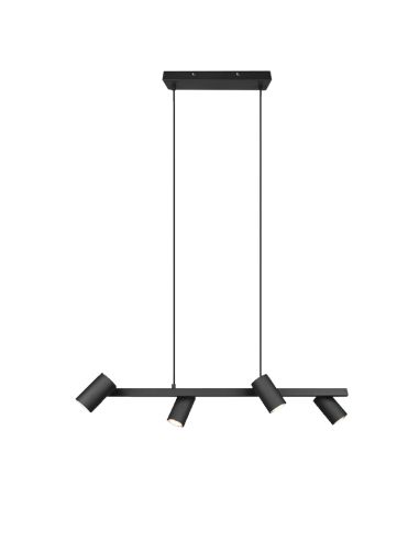 Lámpara colgante negra regulable Marley de 4 focos