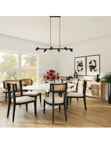 Suspension noire dimmable Marley avec 6 ampoules d'ambiance