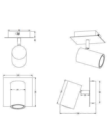Aplique de pared negro y dorado Marley dimensiones
