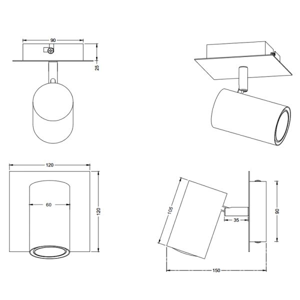 Applique noire et dorée Marley dimensions