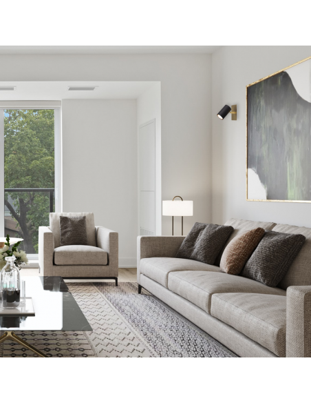 Aplique de pared negro y dorado Marley ambiente