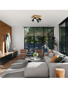 Regleta de 4 focos negra y dorada Marley 2