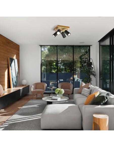 4 spotlight strip ambiente Marley preto e dourado