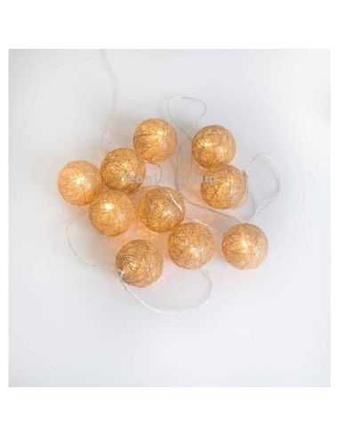 Pack de 6 guirlandas redondas trançadas em tecido de juta Pallina New Garden | Leon Iluminação LED