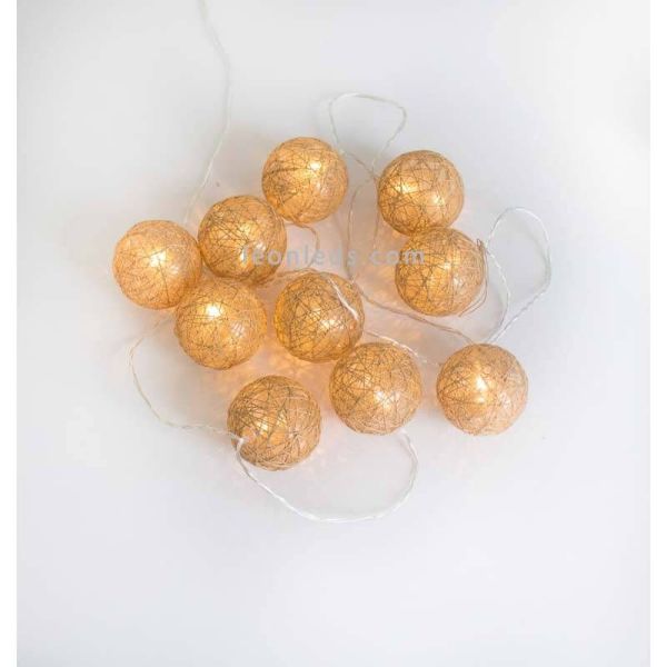 Pack de 6 Guirnaldas redondas tejido trenzado yute Pallina New Garden | LeonLeds Iluminación