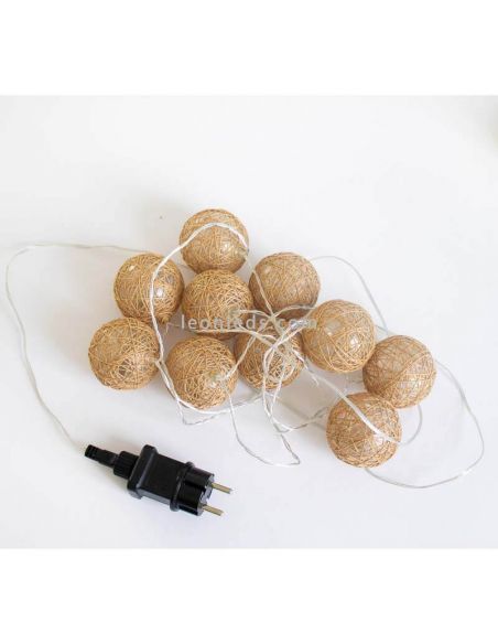 Guirlande de boules en jute tressé IP44 Pallina New Garden | Éclairage LeonLeds