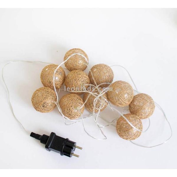 Guirlande de boules en jute tressé IP44 Pallina New Garden | Éclairage LeonLeds