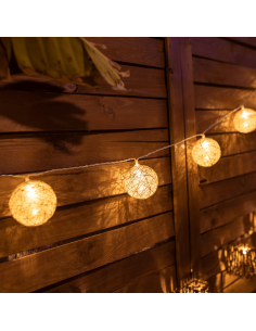 Pack de 6 Guirnaldas redondas tejido trenzado yute Pallina New Garden | LeonLeds Iluminación 2