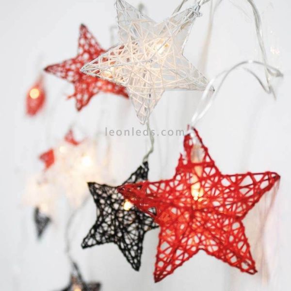 Pack de 6 Guirnaldas LED de estrellas multicolor Stellina foto ambiente New Garden | LeonLeds Iluminación