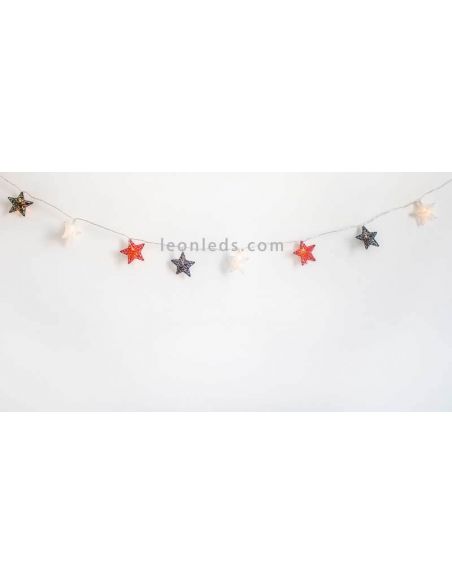 Pack de 6 Guirlandas LED com estrelas multicoloridas em estilo marinho Stellina New Garden | Leon Iluminação LED