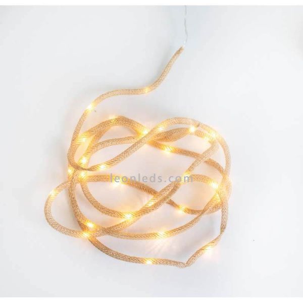 Lot de 6 guirlandes en forme de corde en tissu effet jute Lia New Garden | Éclairage LeonLeds