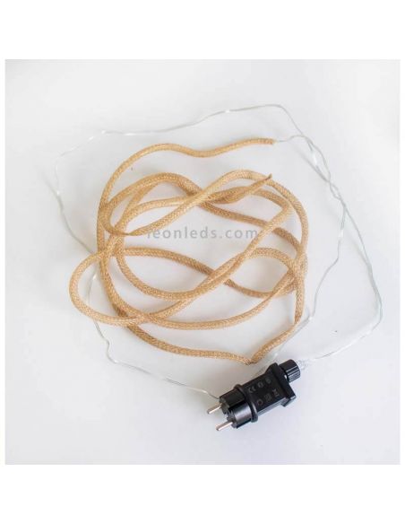 Pack de 6 Guirnaldas luces exteriores con forma de cuerda de tejido efecto yute Lia New Garden | LeonLeds Iluminación