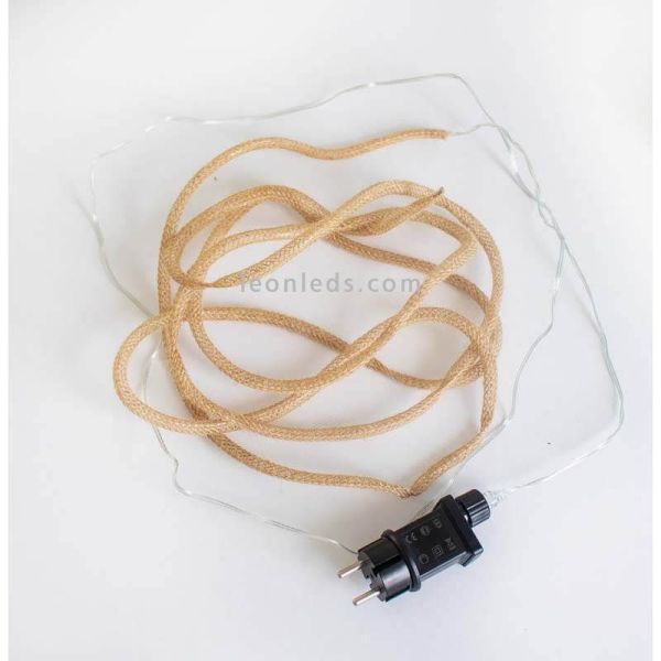Lot de 6 guirlandes lumineuses d'extérieur en forme de corde en tissu effet jute Lia New Garden | Éclairage LeonLeds